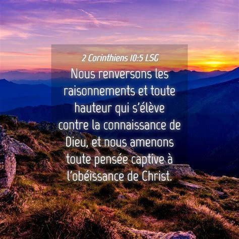 2 Corinthiens 10:5 Nous renversons les raisonnements  